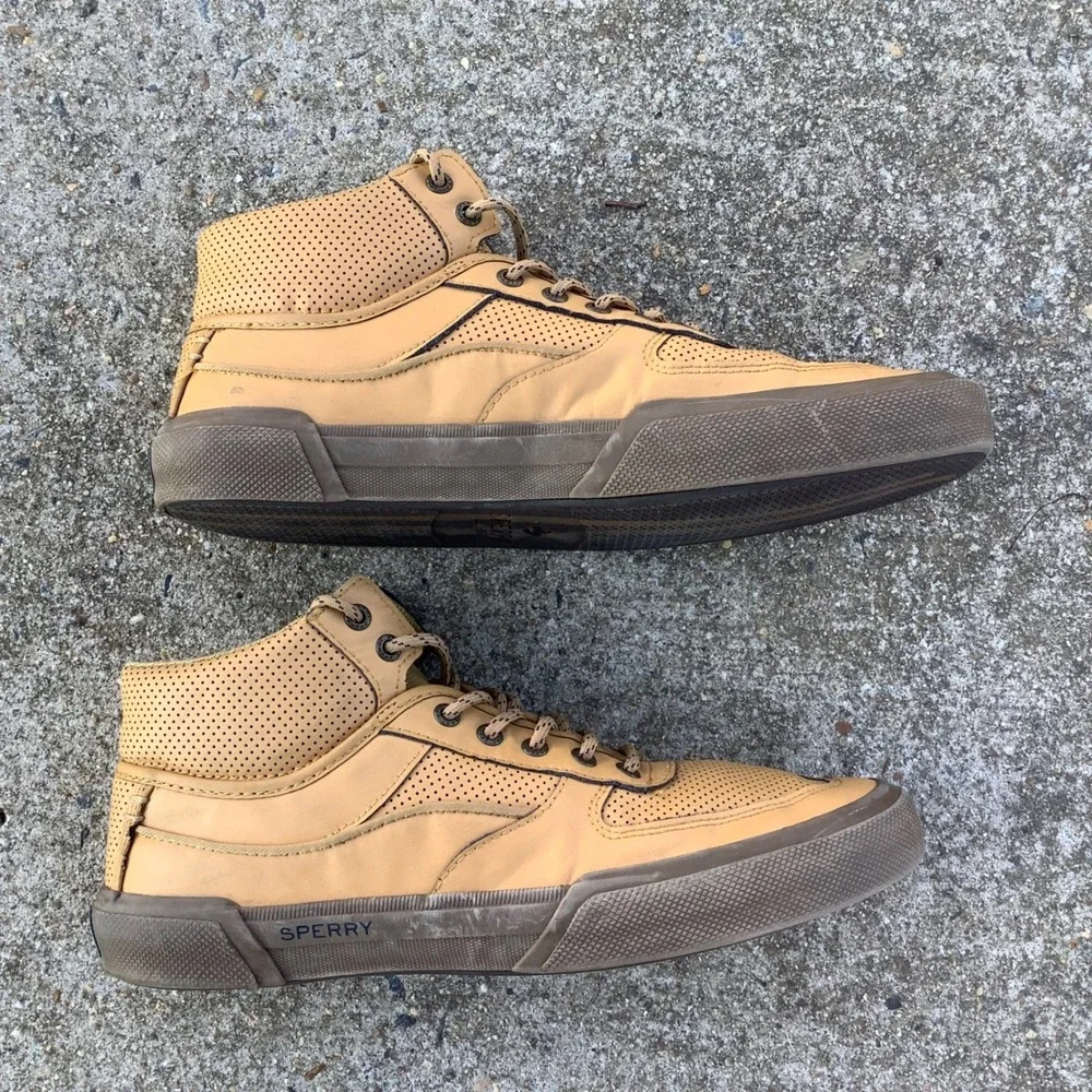 Speedy Top-Sider Rare Soletide 2-Eye Mid Mens Wheat Sneakers‎ STS24693 Size 10.5